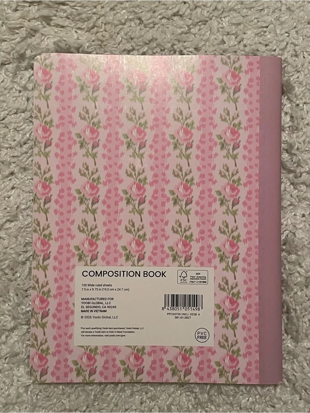 LoveShackFancy x Target Yoobi Blooming Heirloom Composition Notebook & Bow Pen